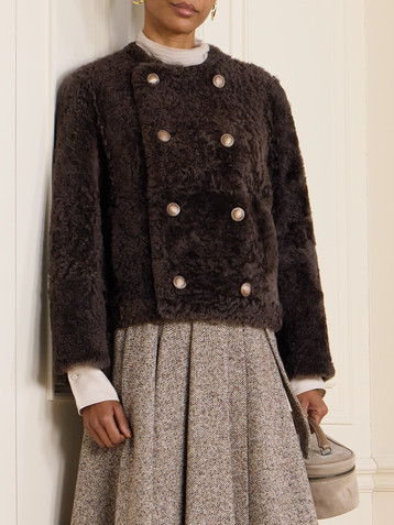 Brunello Cucinelli Double-breasted reversible shearling jacket