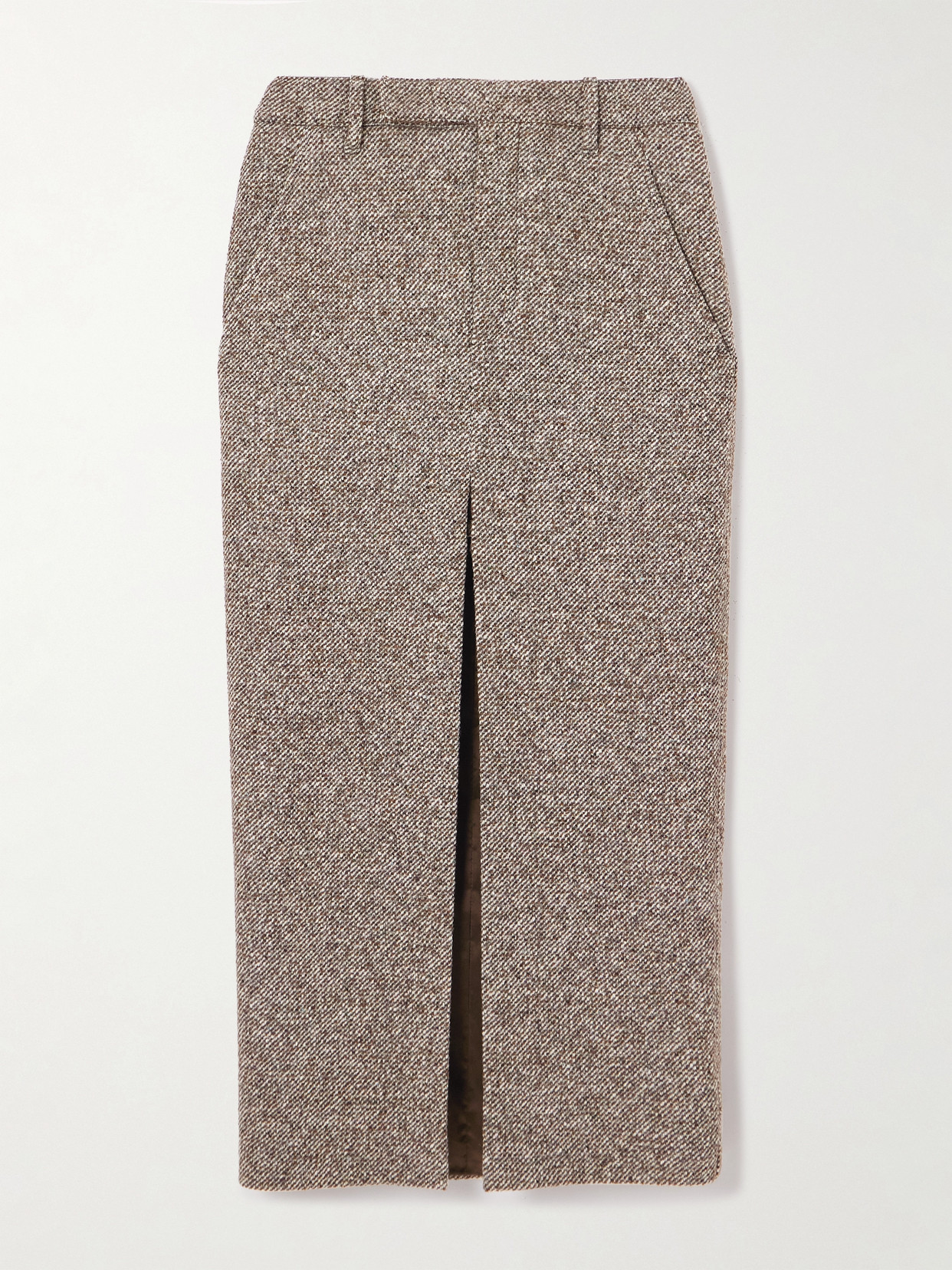 Brunello Cucinelli Cashmere-blend Midi Skirt In Brown