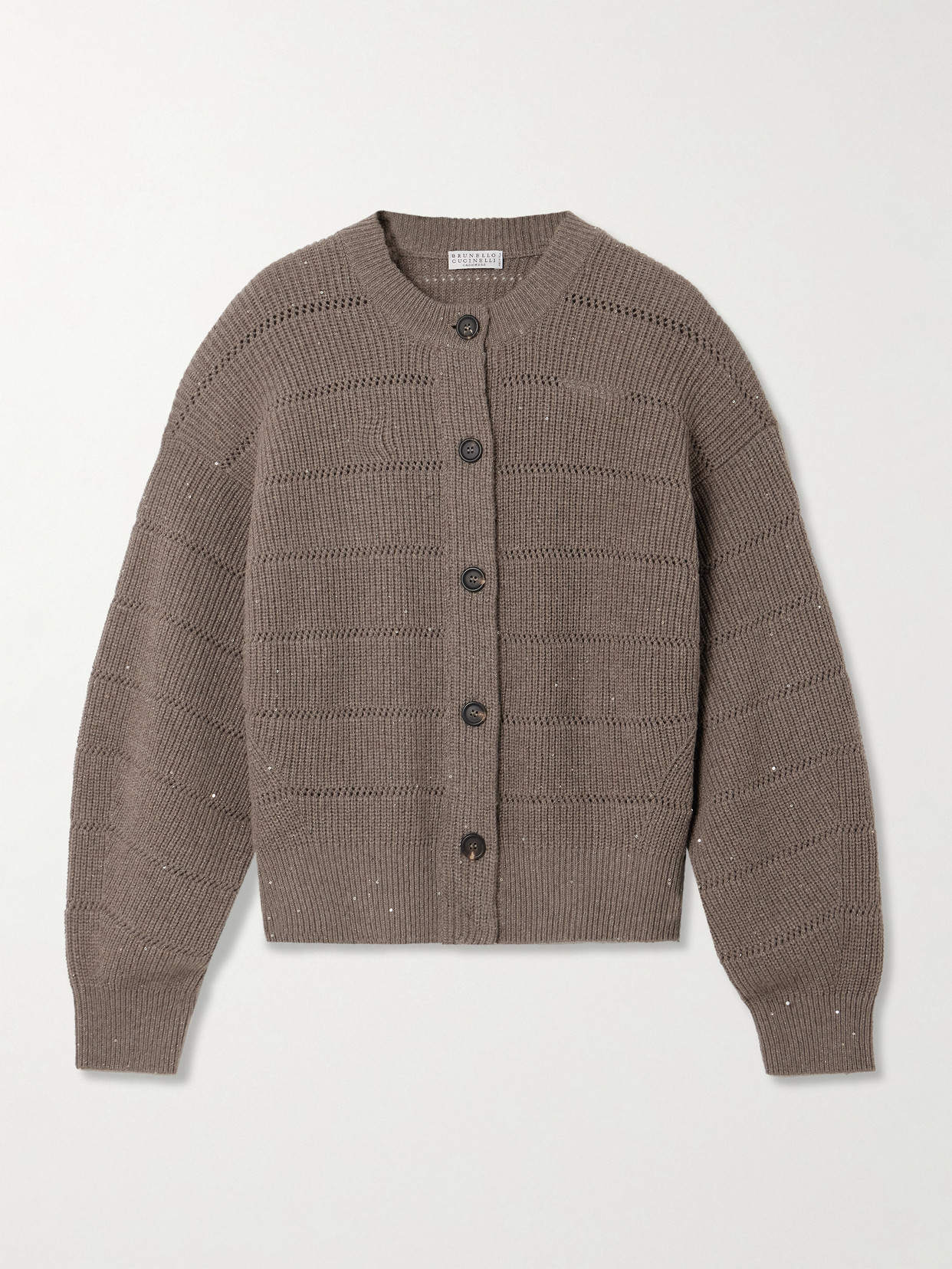 Brunello Cucinelli Sequined Pointelle-knit Cardigan
