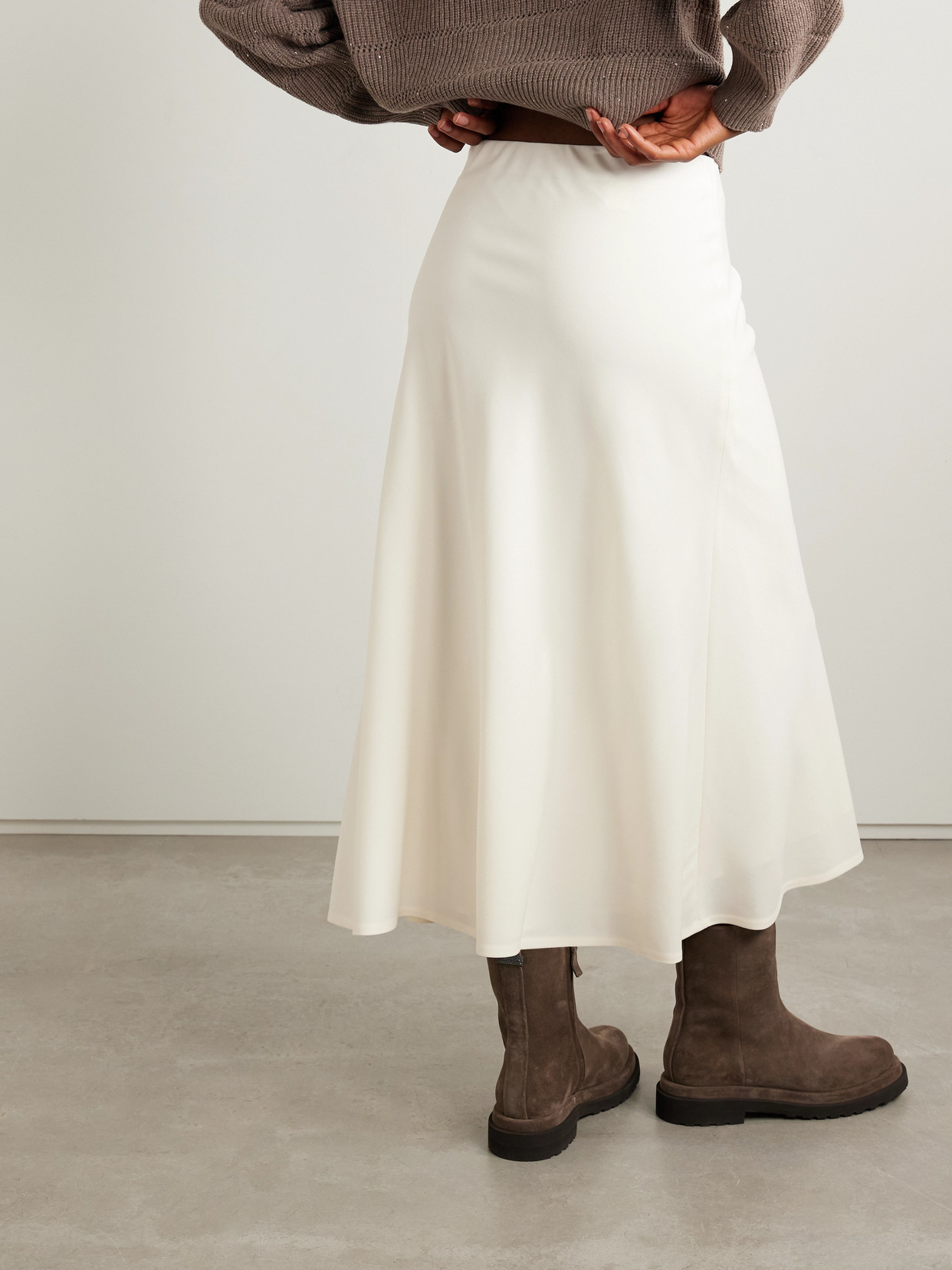Brunello Cucinelli Wool-blend Midi Skirt