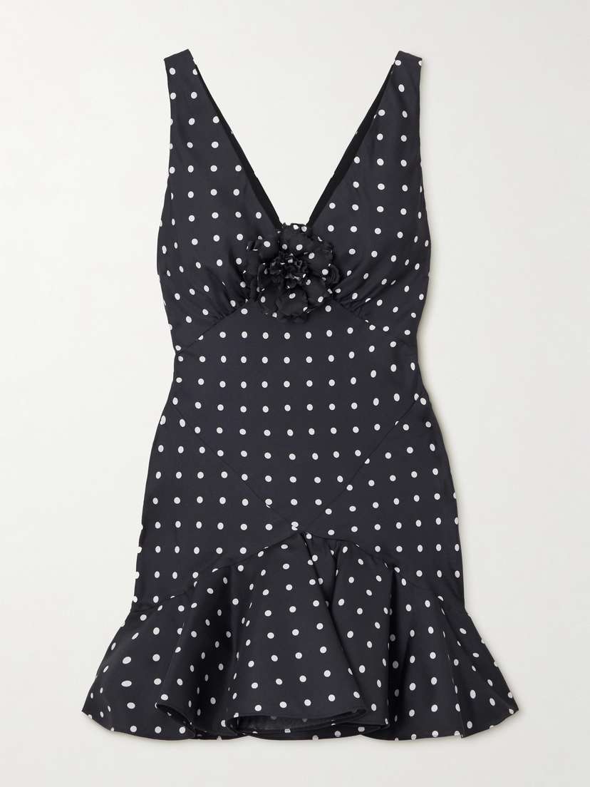 Rodarte Embellished Polka-dot Silk-twill Mini Dress