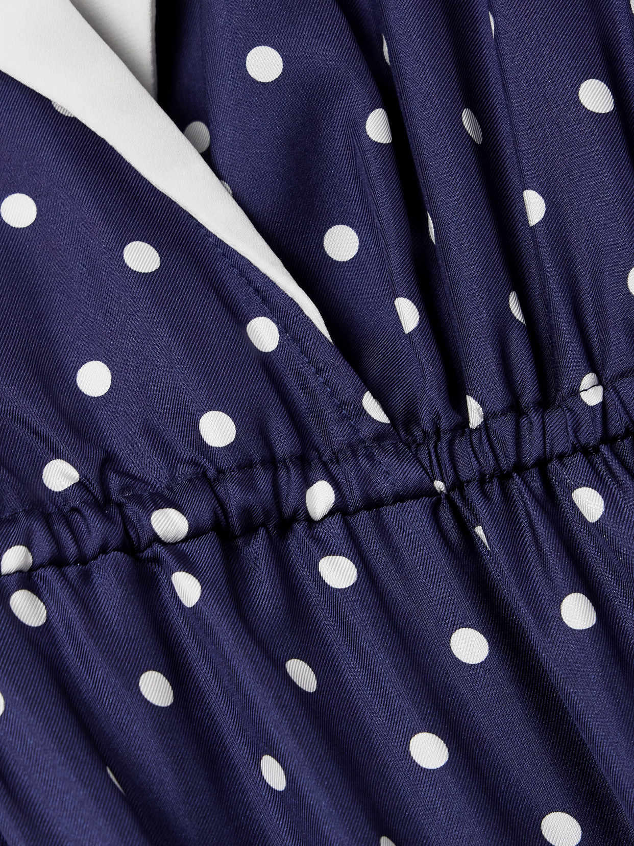 Rodarte Belted Crepe De Chine-trimmed Polka-dot Silk-twill Midi Dress In Blue