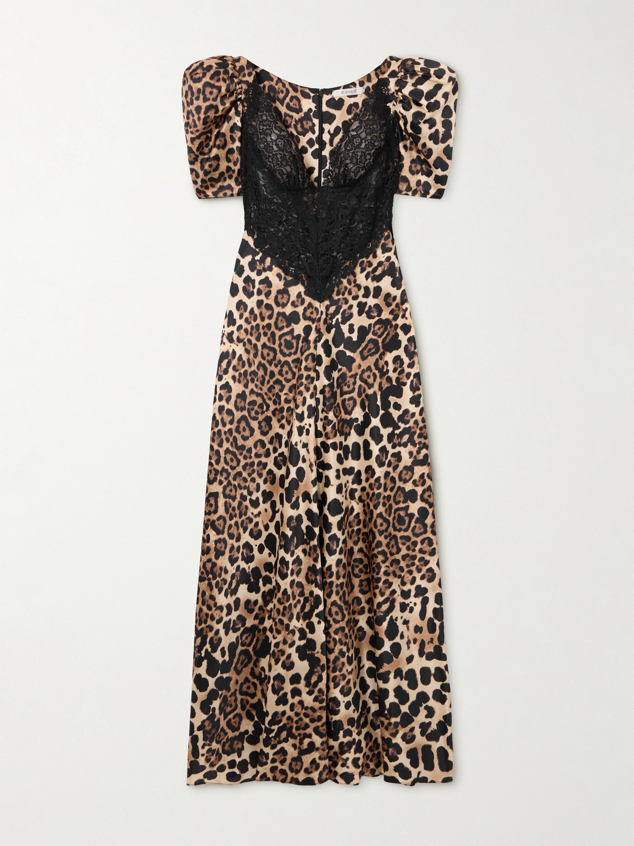 Rodarte Lace-trimmed Leopard-print Silk-charmeuse Maxi Dress In Multi