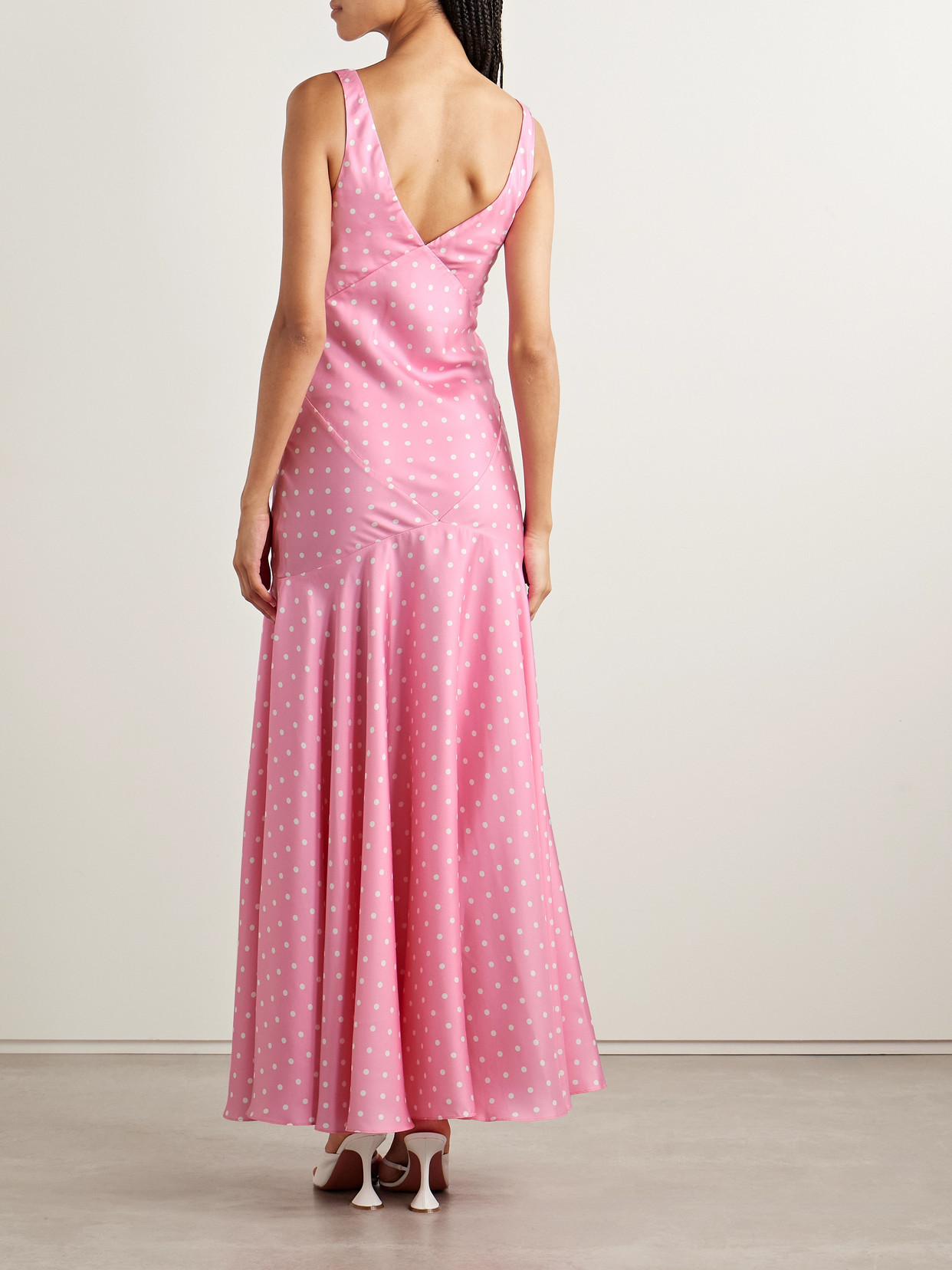 Rodarte Embellished Polka-dot Silk-satin Twill Gown In Pink