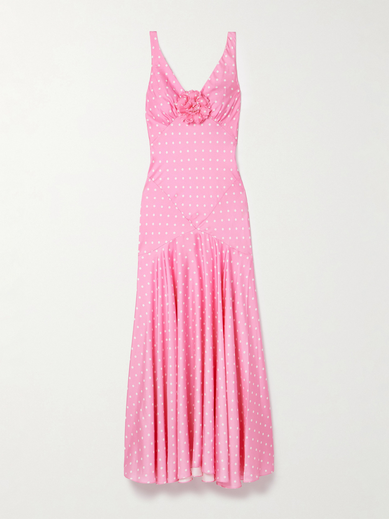 Rodarte Embellished Polka-dot Silk-satin Twill Gown In Pink