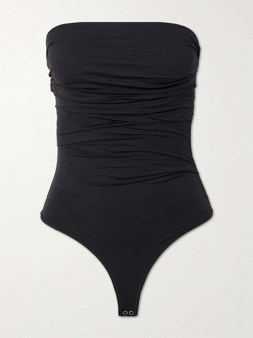 AGOLDE Gwyneth Strapless Ruched Stretch-jersey Bodysuit