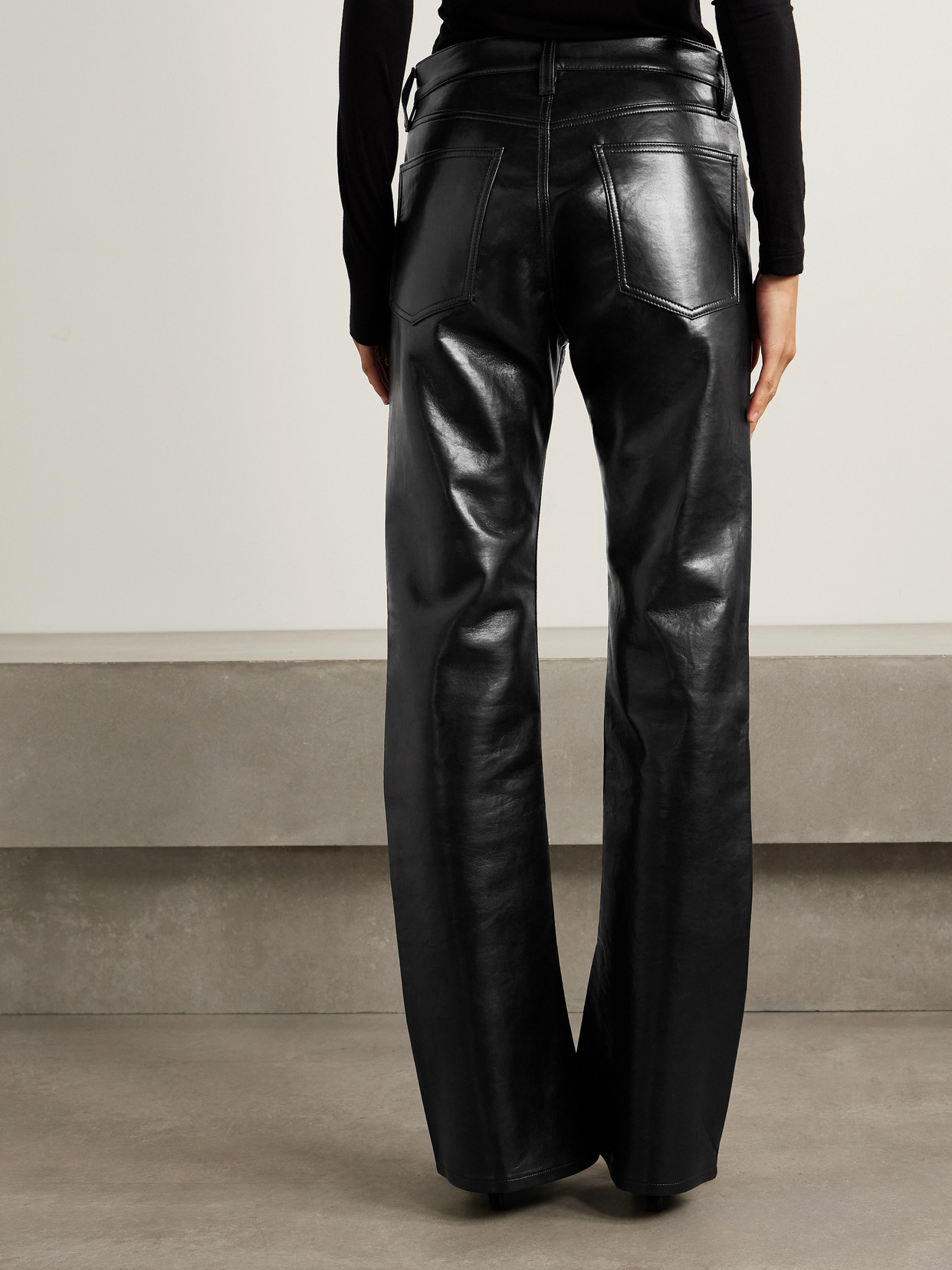 Agolde Kick Boot Recycled Leather-blend Flared Pants In Multi