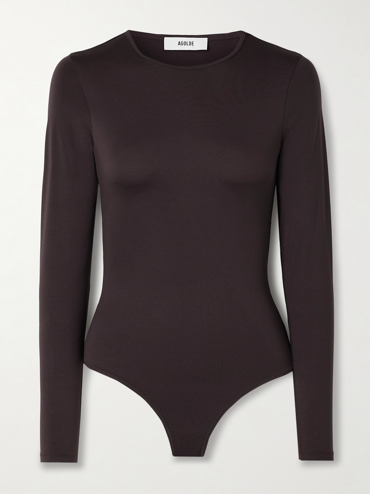 Agolde Aura Stretch-jersey Thong Bodysuit In Brown