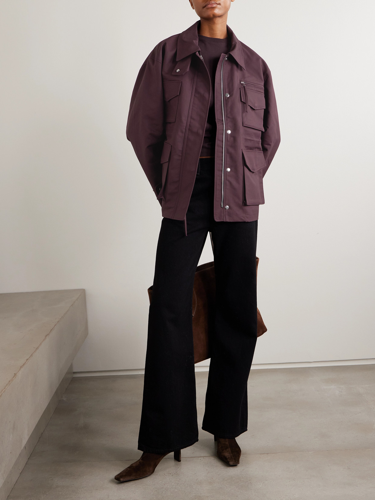 Agolde Aubrey Cotton-gabardine Jacket In Purple