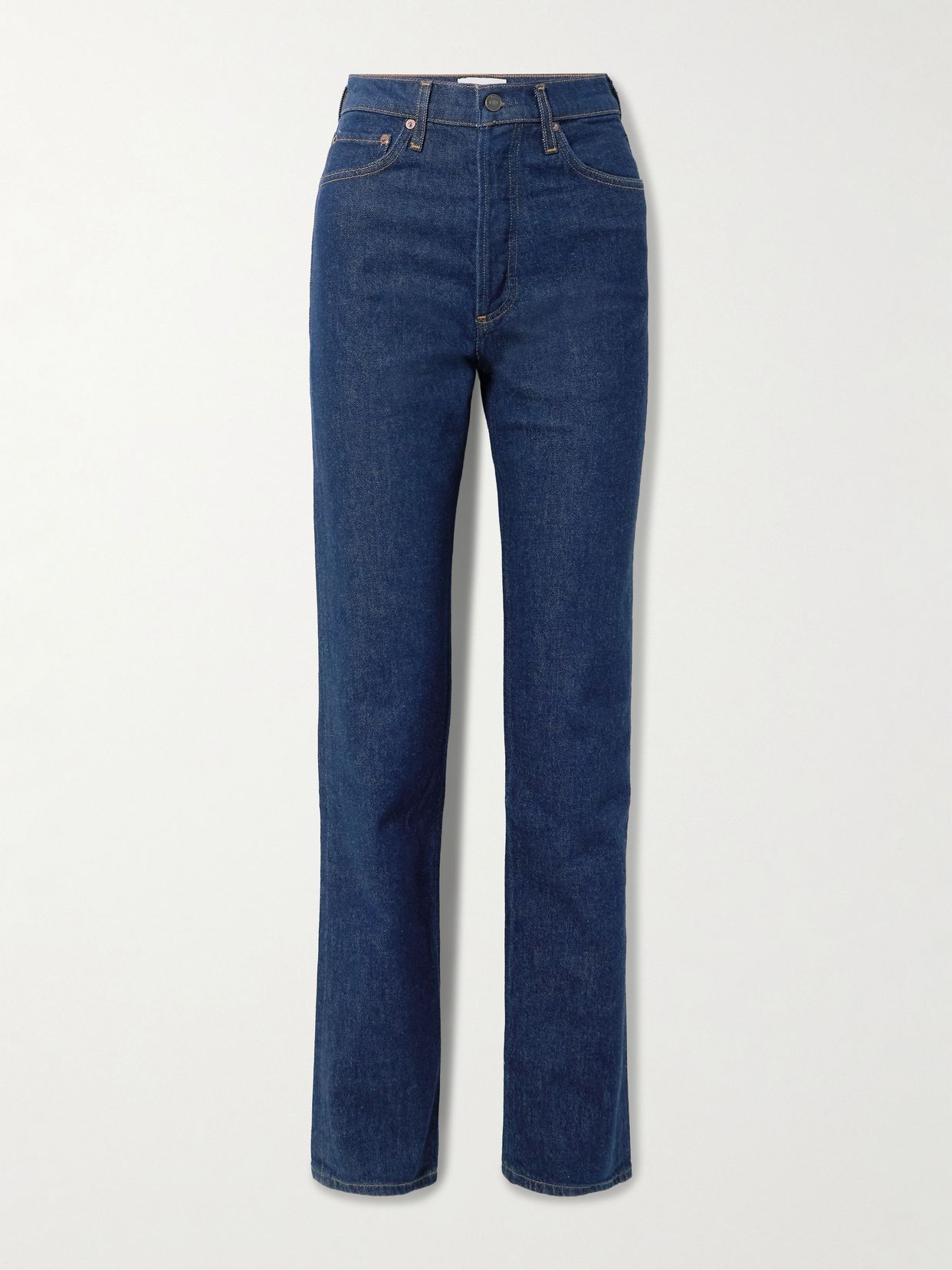 90s pinch waist long high rise straight leg jeans
