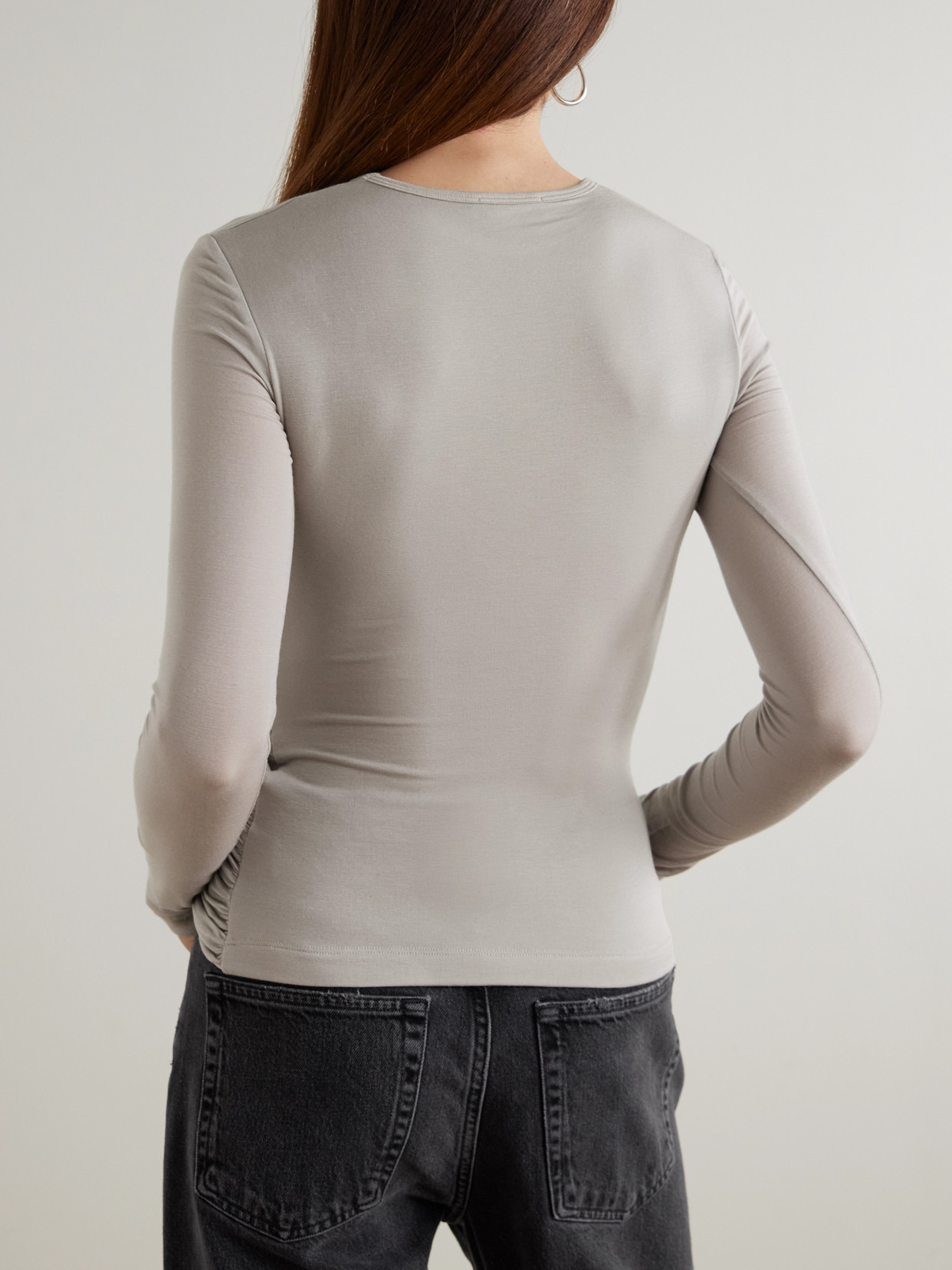 Eve Twist Ruched Draped Stretch-Lyocell Jersey Top