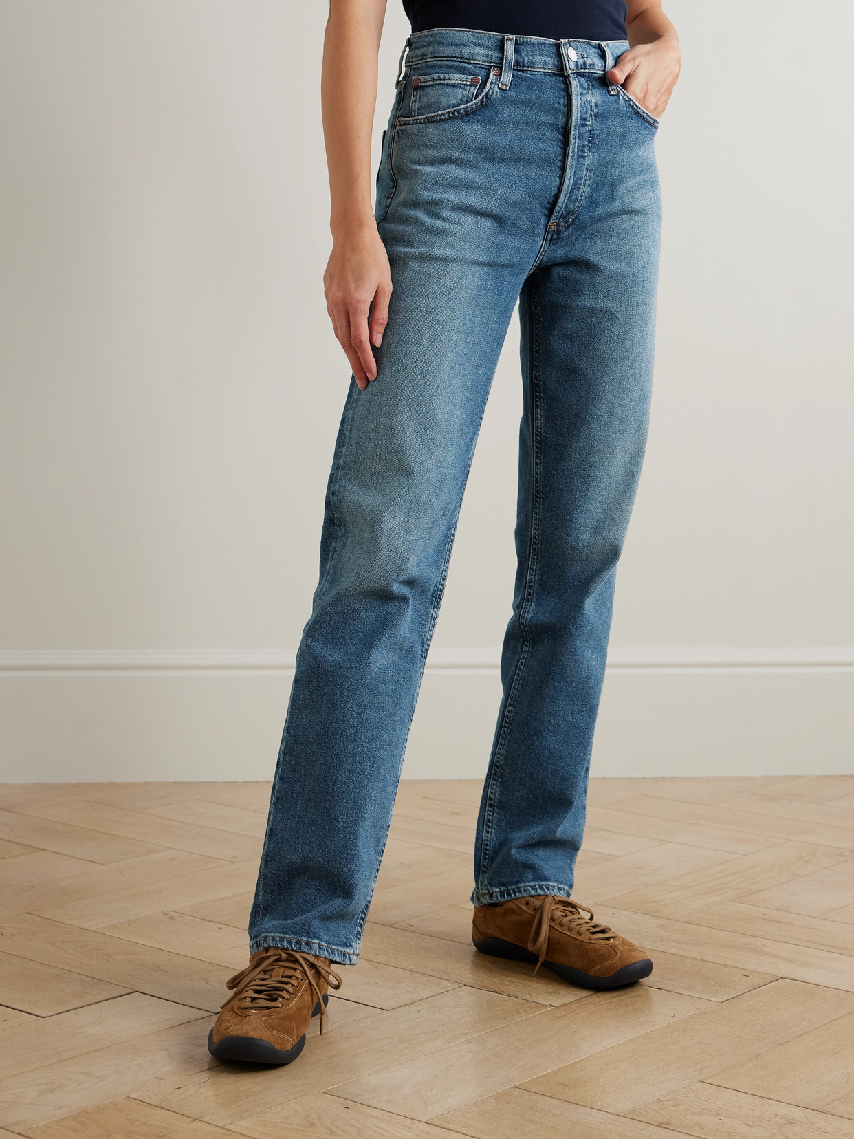 '90S Pinch Waist Long High-Rise Straight-Leg Jeans