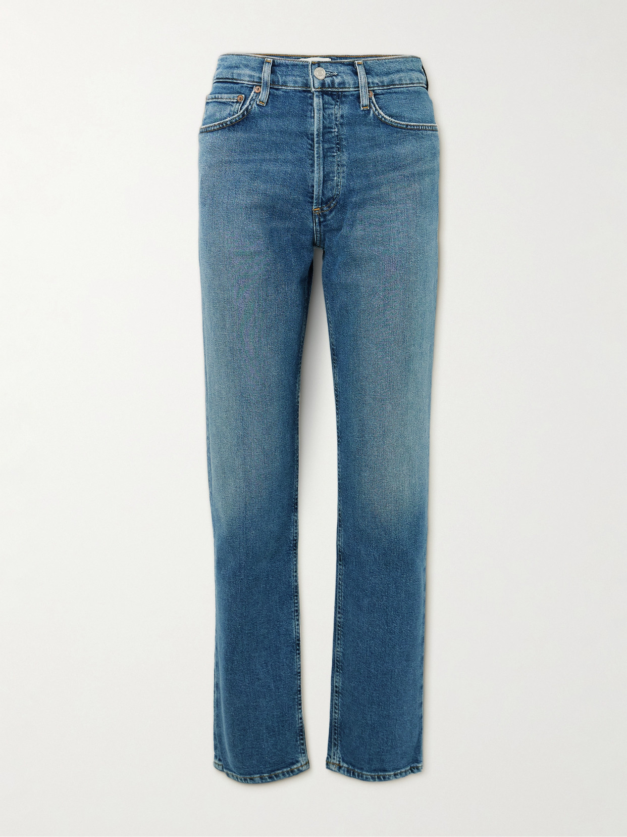 Agolde '90s Pinch Waist Long High-rise Straight-leg Jeans In Blue