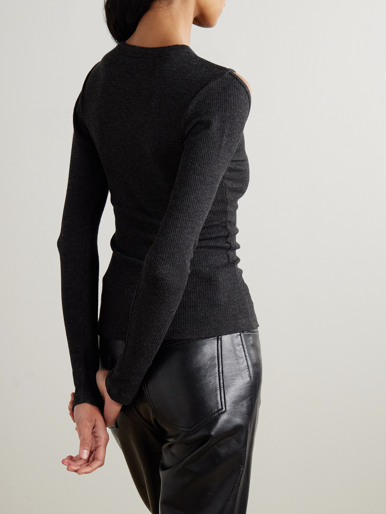 Pierce Cutout Ribbed Jersey T-Shirt