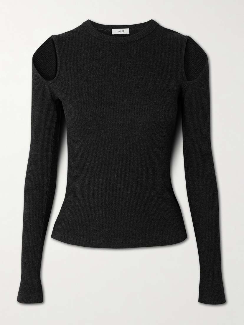 AGOLDE Pierce Cutout Ribbed Jersey T-shirt