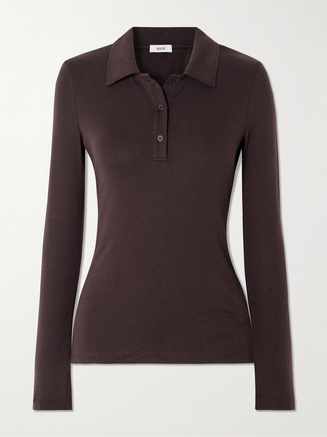 Agolde Amos Stretch-lyocell Polo Shirt In Burgundy