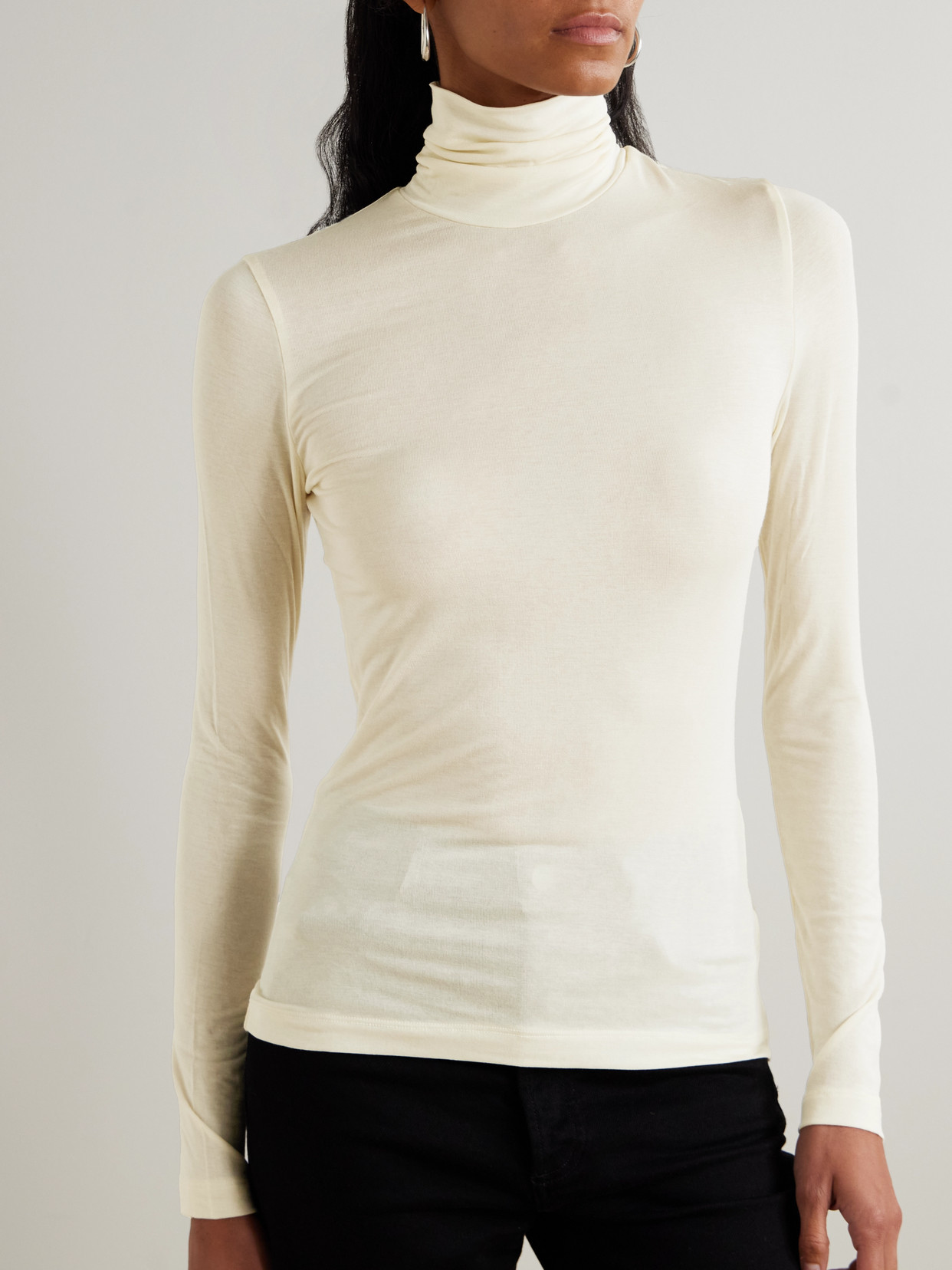 Pascale Stretch-Lyocell Turtleneck Top