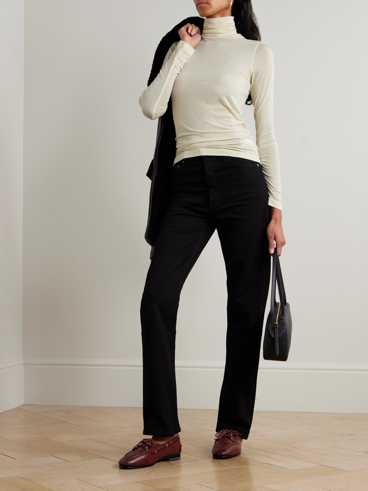 Pascale Stretch-Lyocell Turtleneck Top