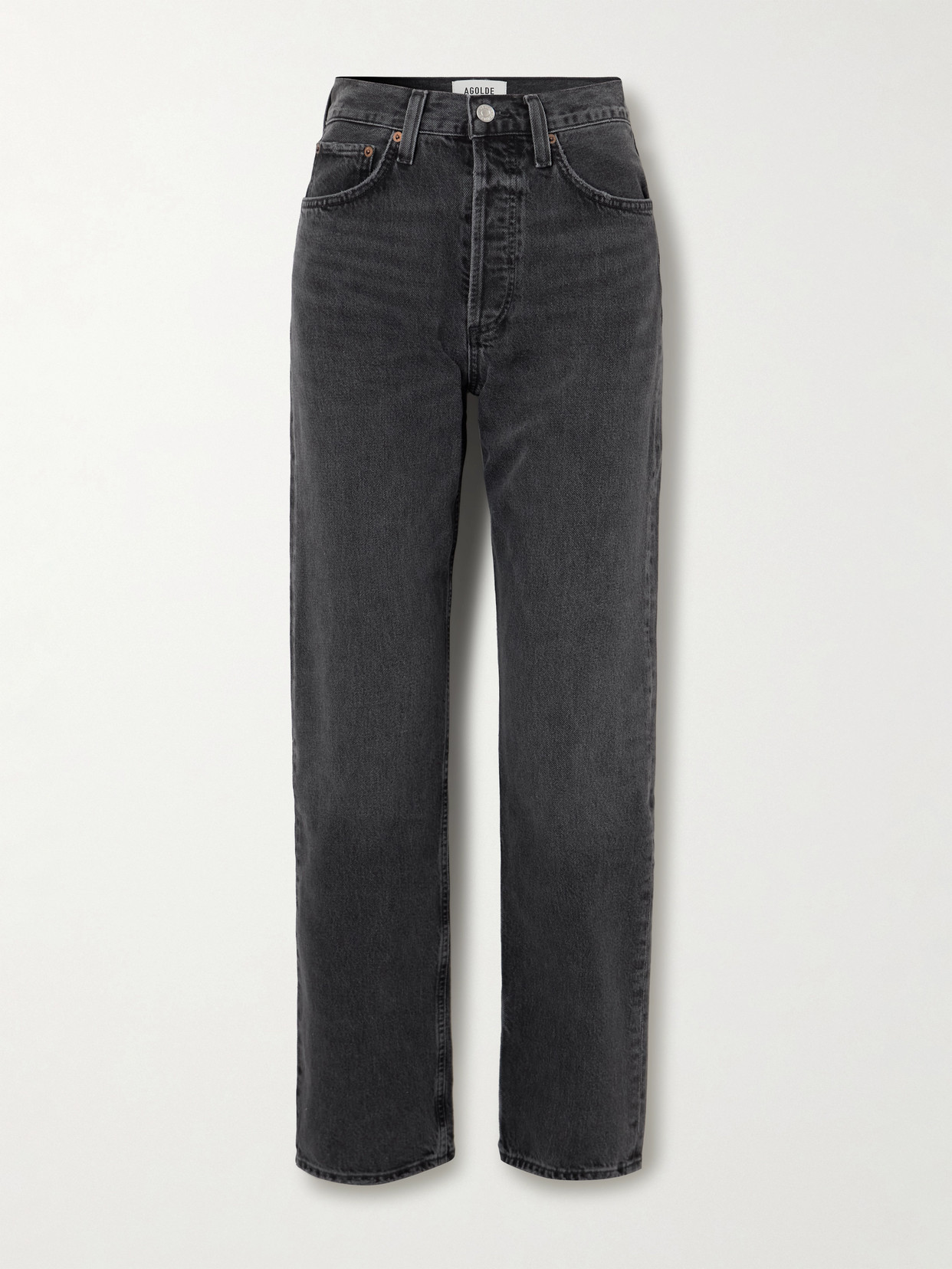 Agolde Kelly Mid-rise Straight-leg Organic Jeans In Black