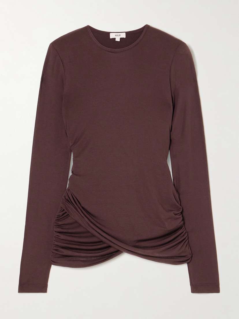 AGOLDE Eve Gathered Stretch-lyocell Jersey Top