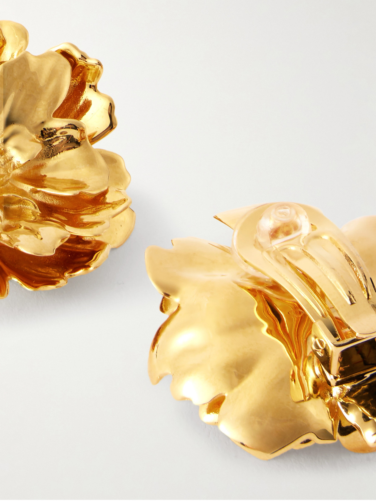 Oscar De La Renta Peony Small Gold-tone Clip Earrings In Gold