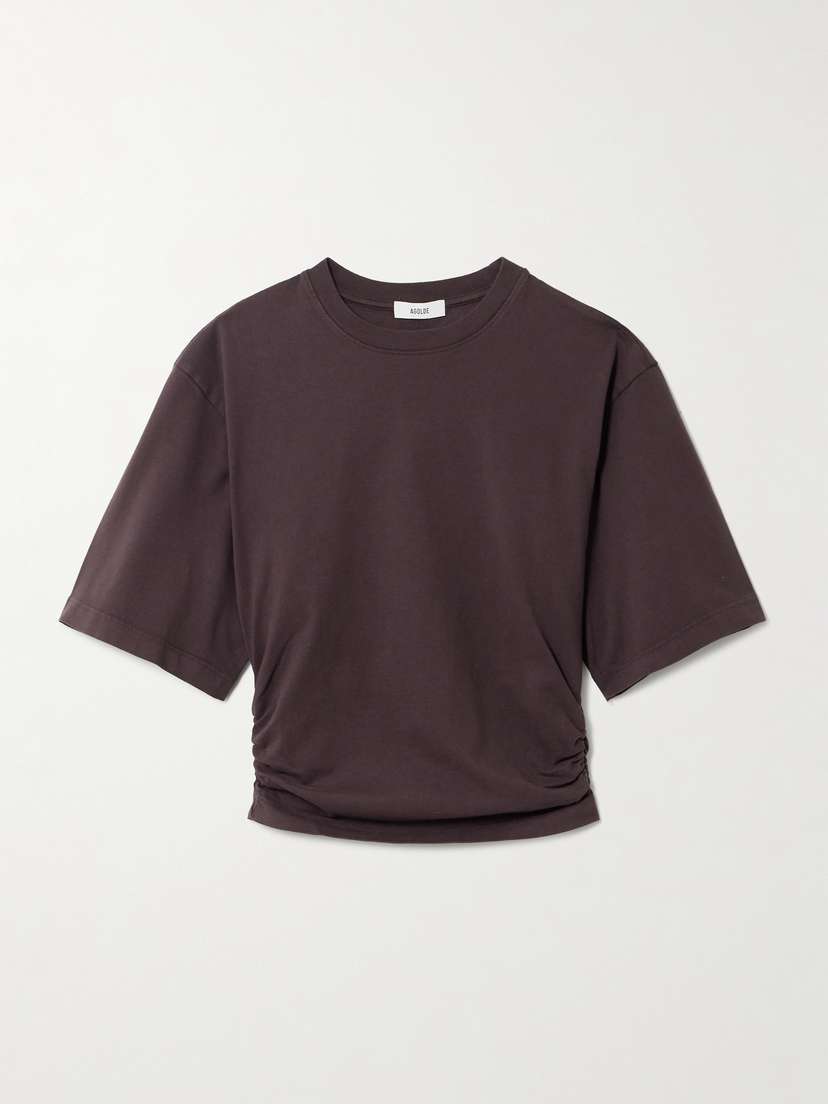 AGOLDE Shari Ruched Cotton-jersey T-shirt