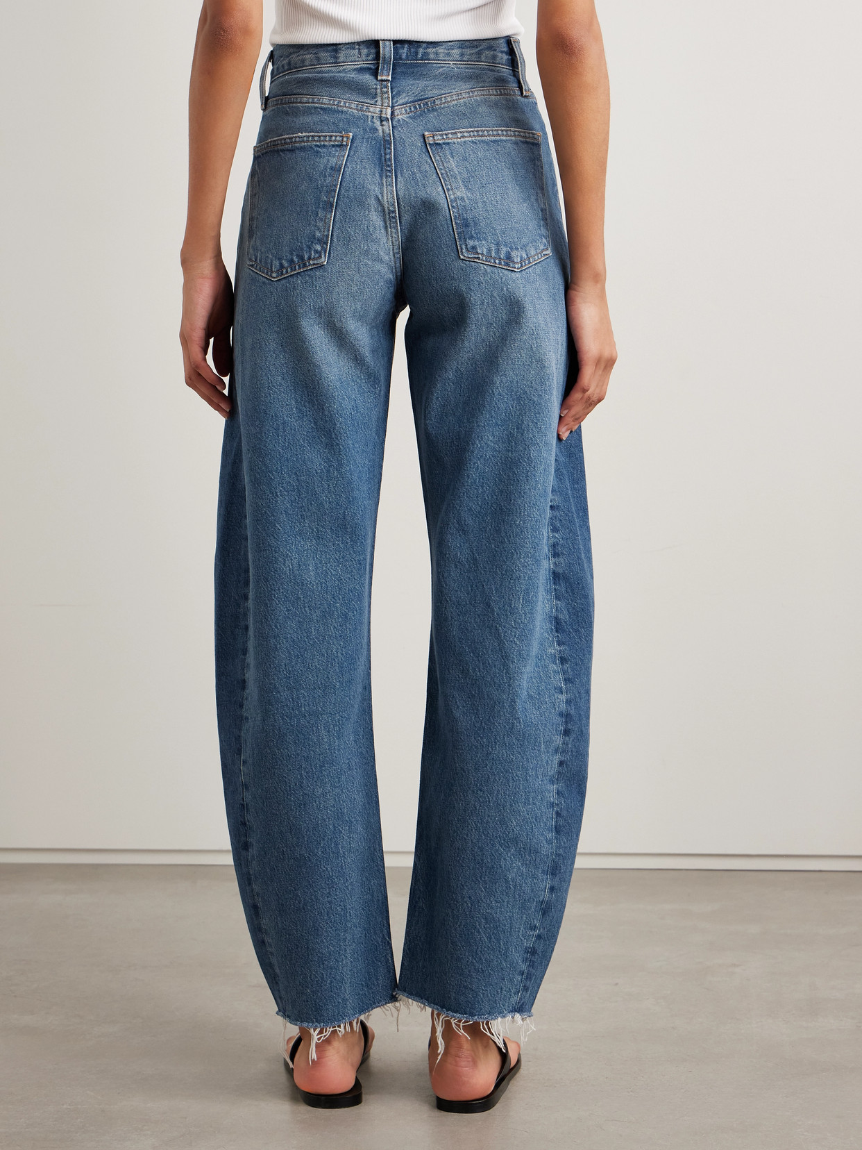 Agolde Luna Pieced Cotton Denim Jeans In Blue