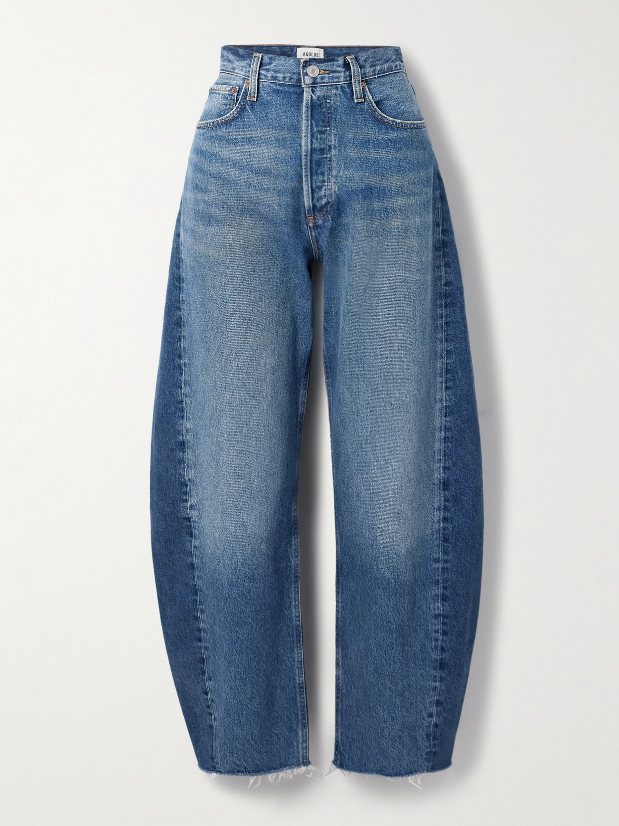 Agolde Luna Pieced Cotton Denim Jeans In Blue