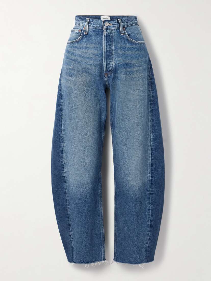 AGOLDE Luna Frayed High-rise Barrel-leg Jeans