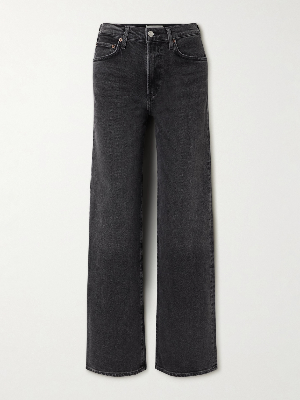 Agolde Harper Mid-rise Wide-leg Jeans In Black