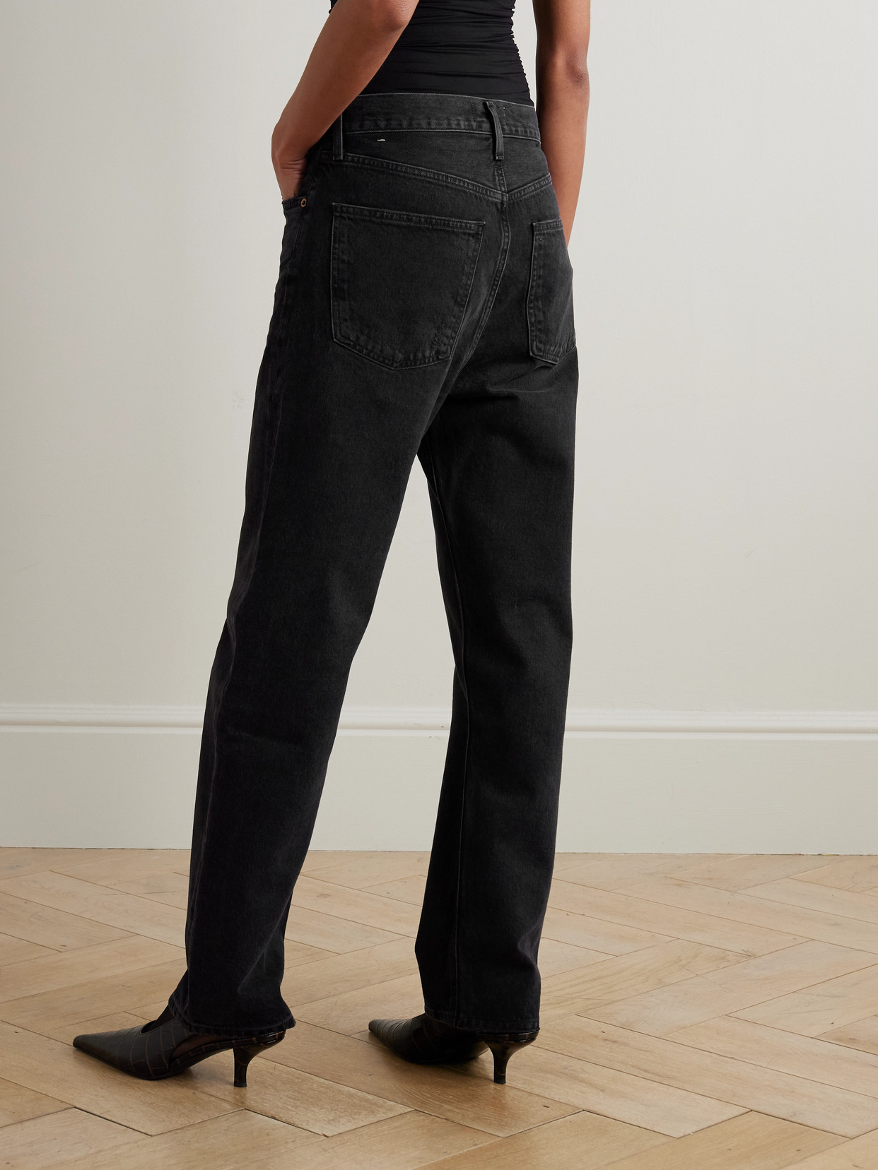 Agolde Nico Stretch High Rise Slim Fit Jeans In Black