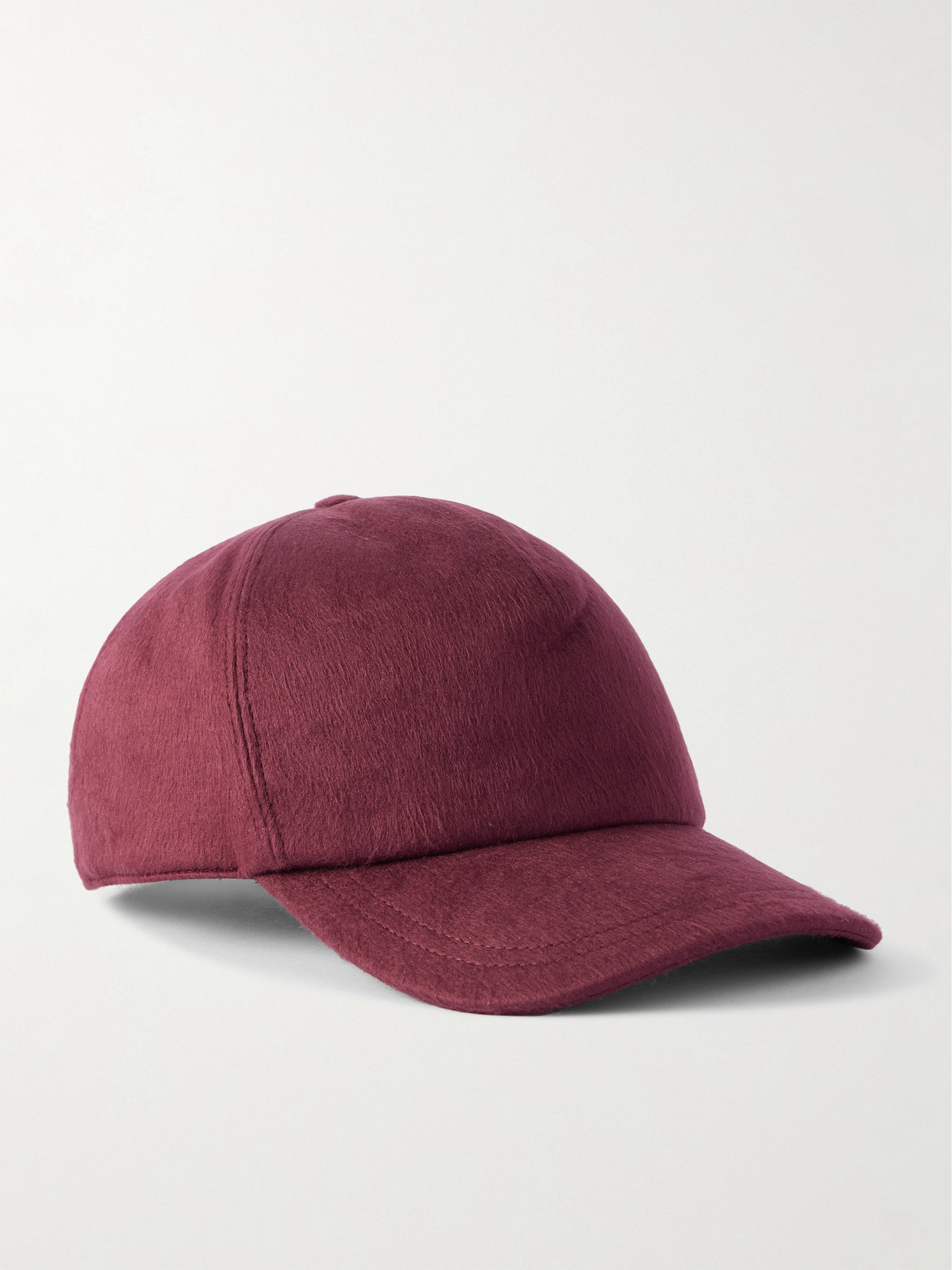 Gabriela Hearst Zed Brushed-silk And Cashmere-blend Baseball Cap In Burgundy