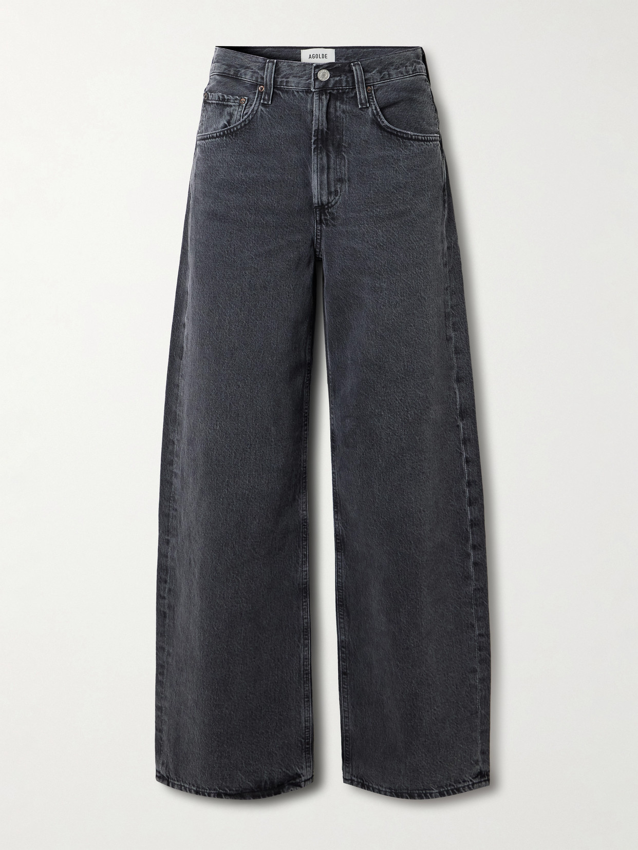 Agolde Low Curve Mid-rise Wide-leg Jeans In Black
