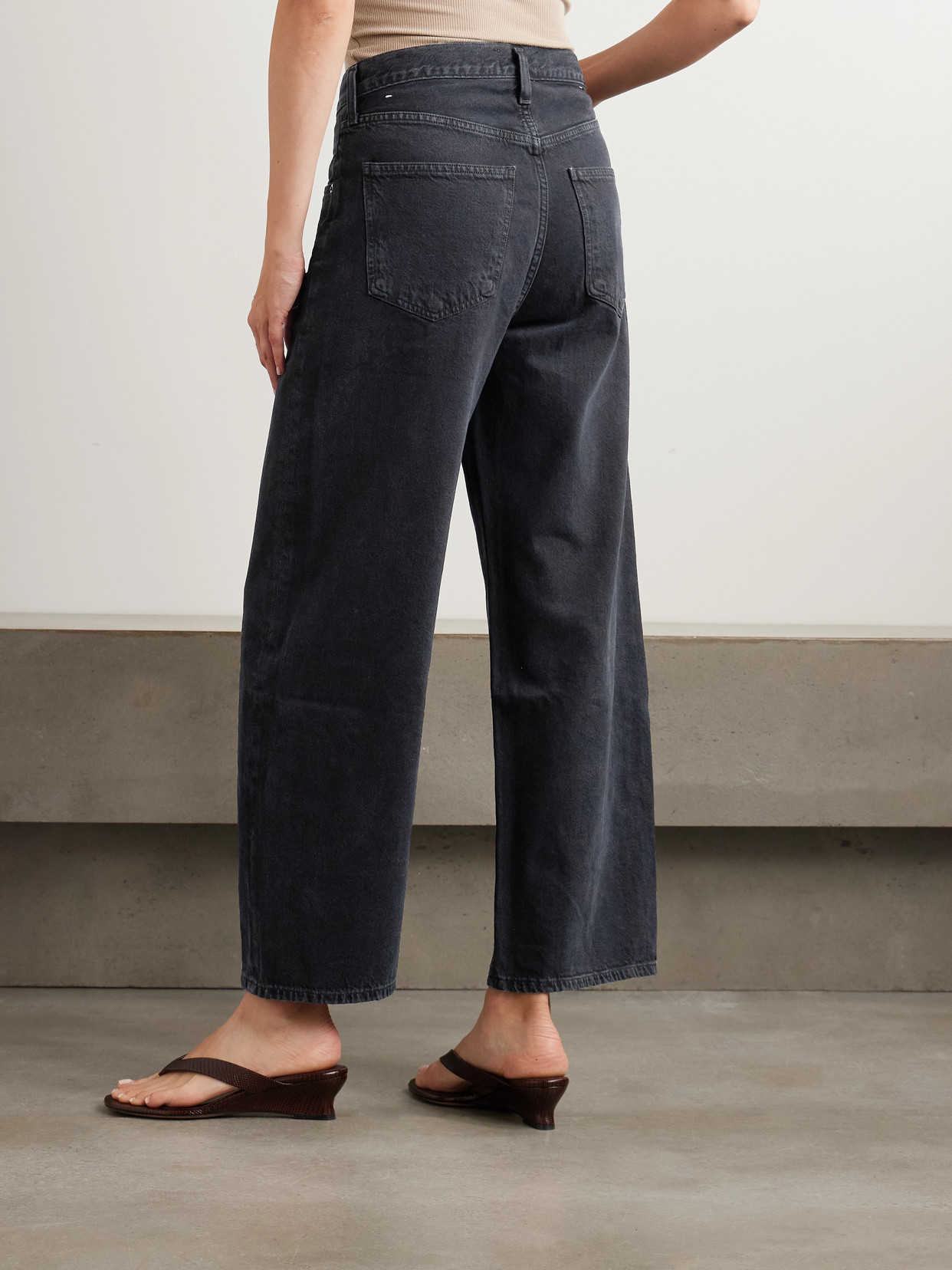 Agolde Low Curve Crop High-rise Wide-leg Jeans In Black
