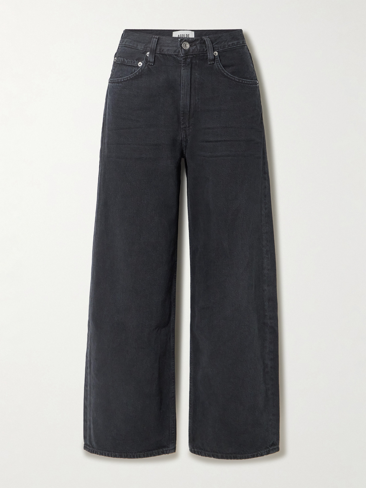 Agolde Low Curve Crop High-rise Wide-leg Jeans In Black