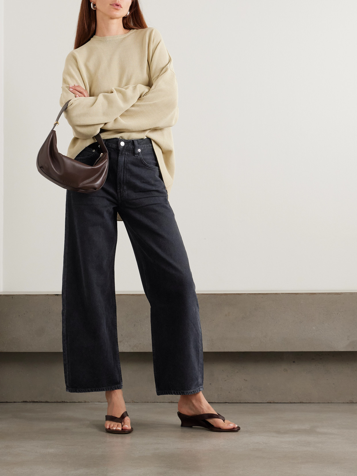 Agolde Low Curve Crop High-rise Wide-leg Jeans In Black