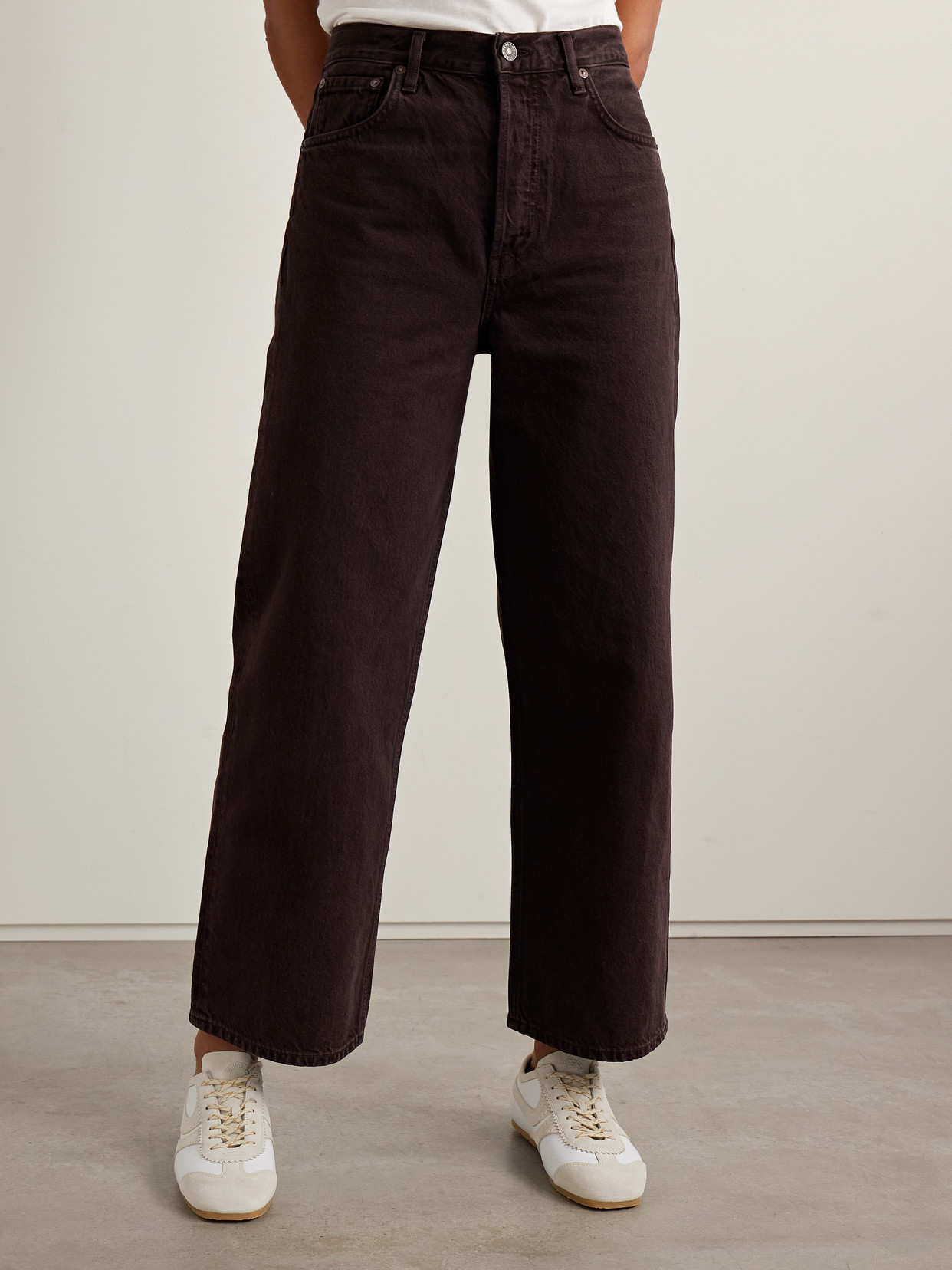 Agolde Ren High-rise Wide-leg Jeans In Brown