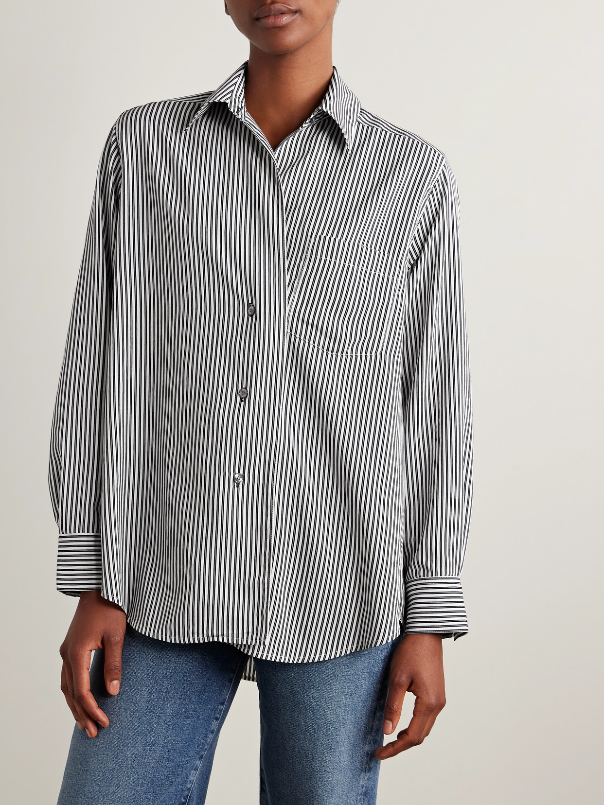 Agolde Aris Stripe Button-up Shirt In Blue