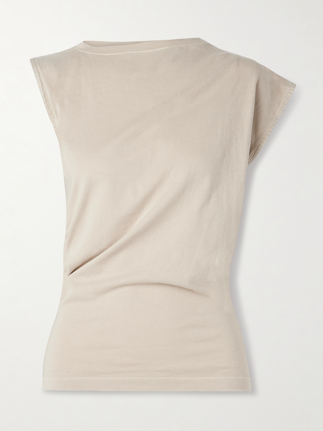 Agolde Beth Draped Organic Cotton-jersey T-shirt In Gray