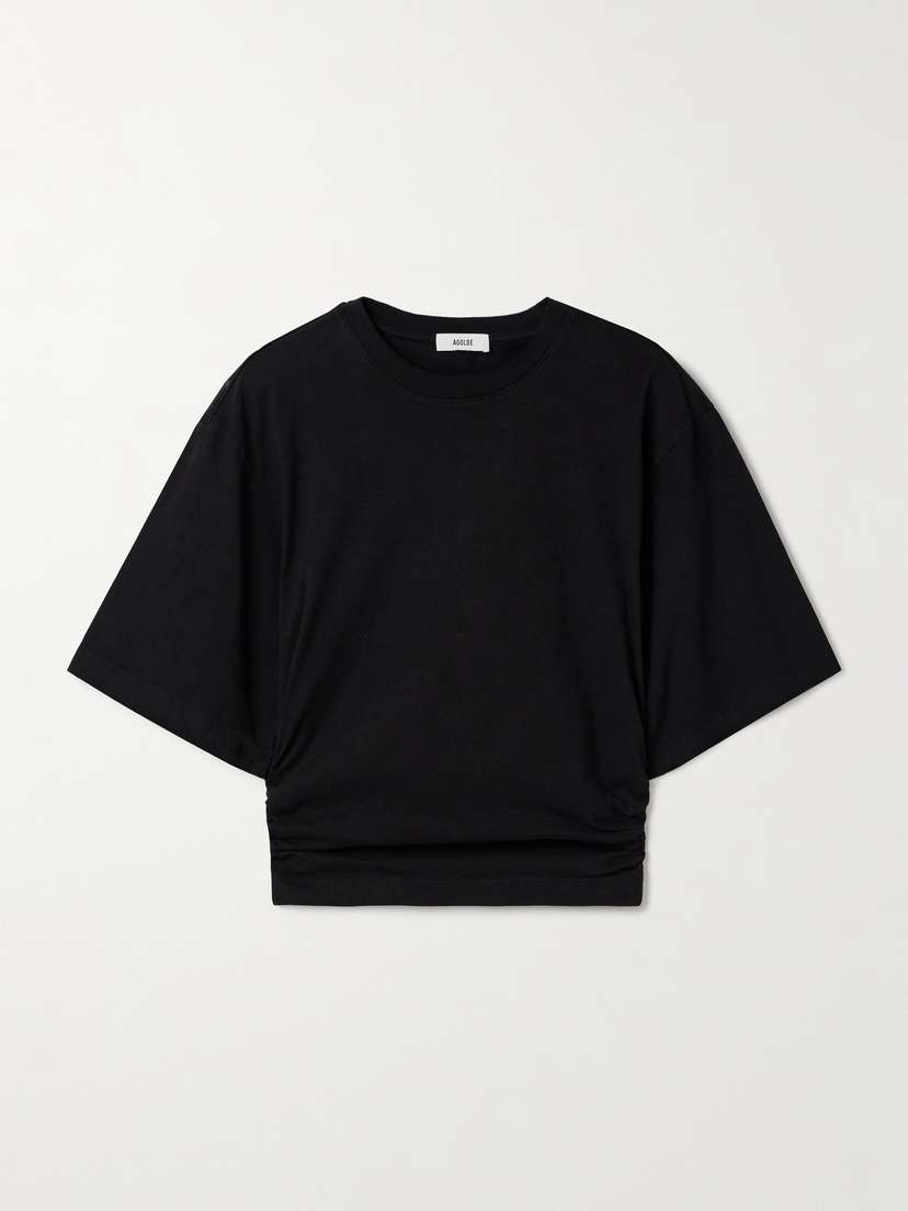 AGOLDE Shari Ruched Cotton-jersey T-shirt