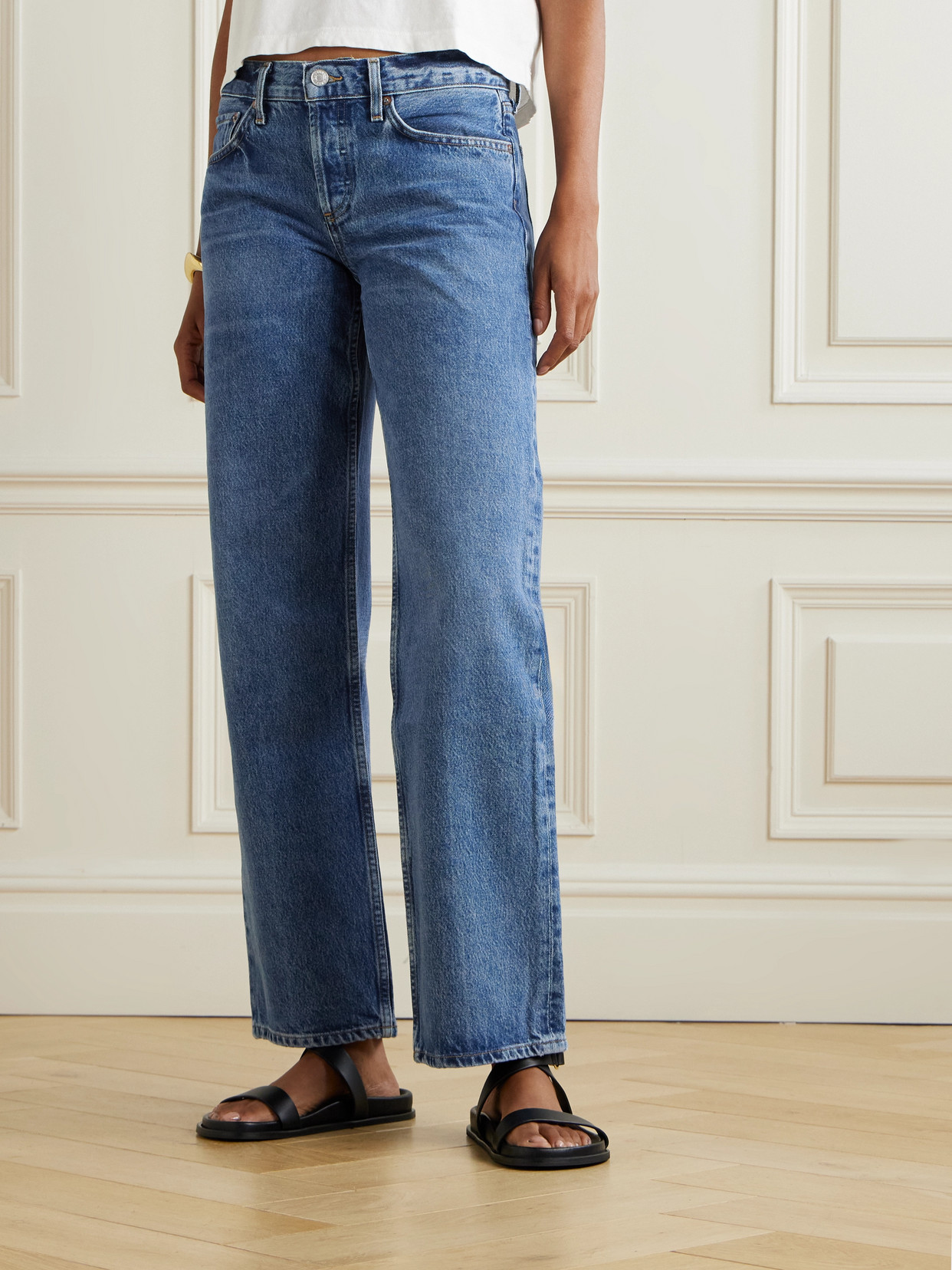Agolde Low-rise Loose Distressed Straight-leg Jeans