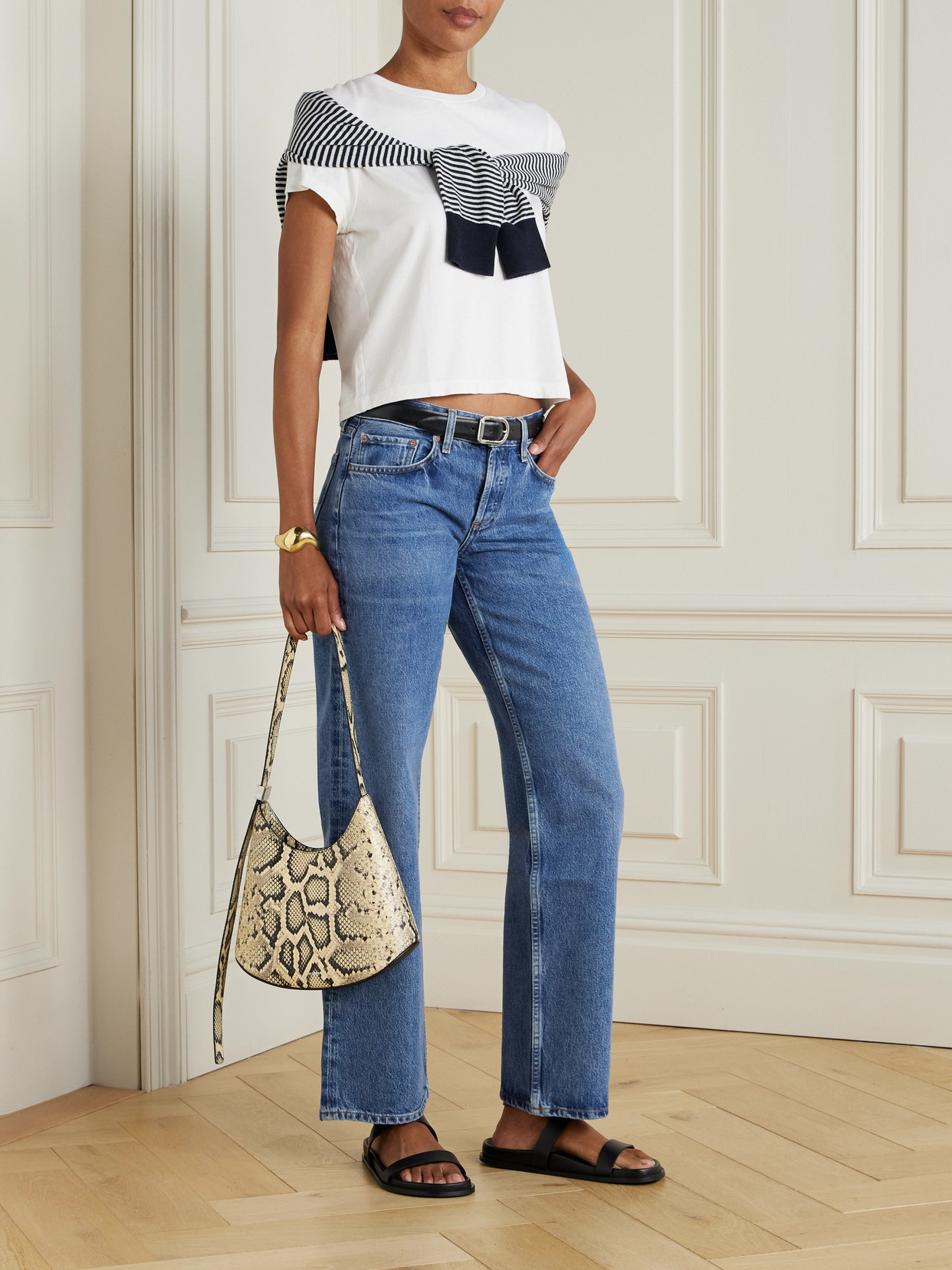 Agolde Low-rise Loose Distressed Straight-leg Jeans