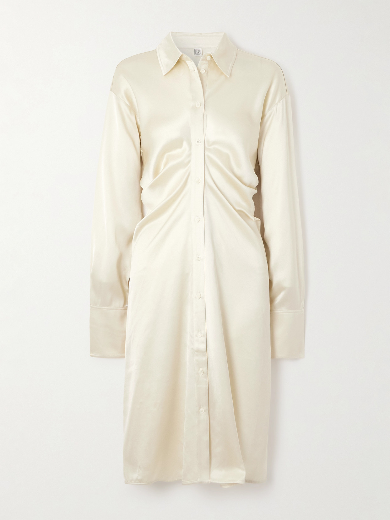 Totême Draped Satin-crepe Midi Dress In White