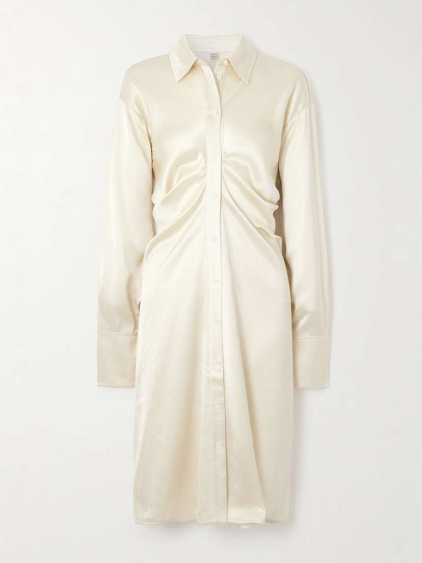 TOTEME Draped Satin-crepe Midi Dress