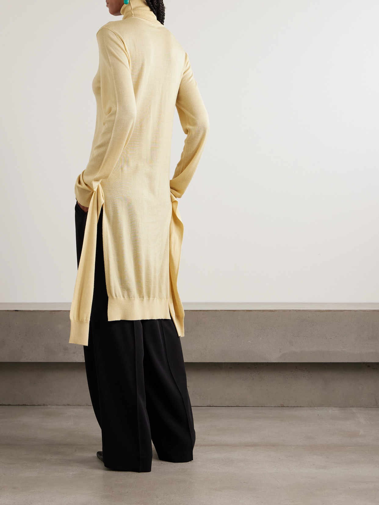 Totême Tie-front Wool And Silk-blend Turtleneck Sweater In Animal Print