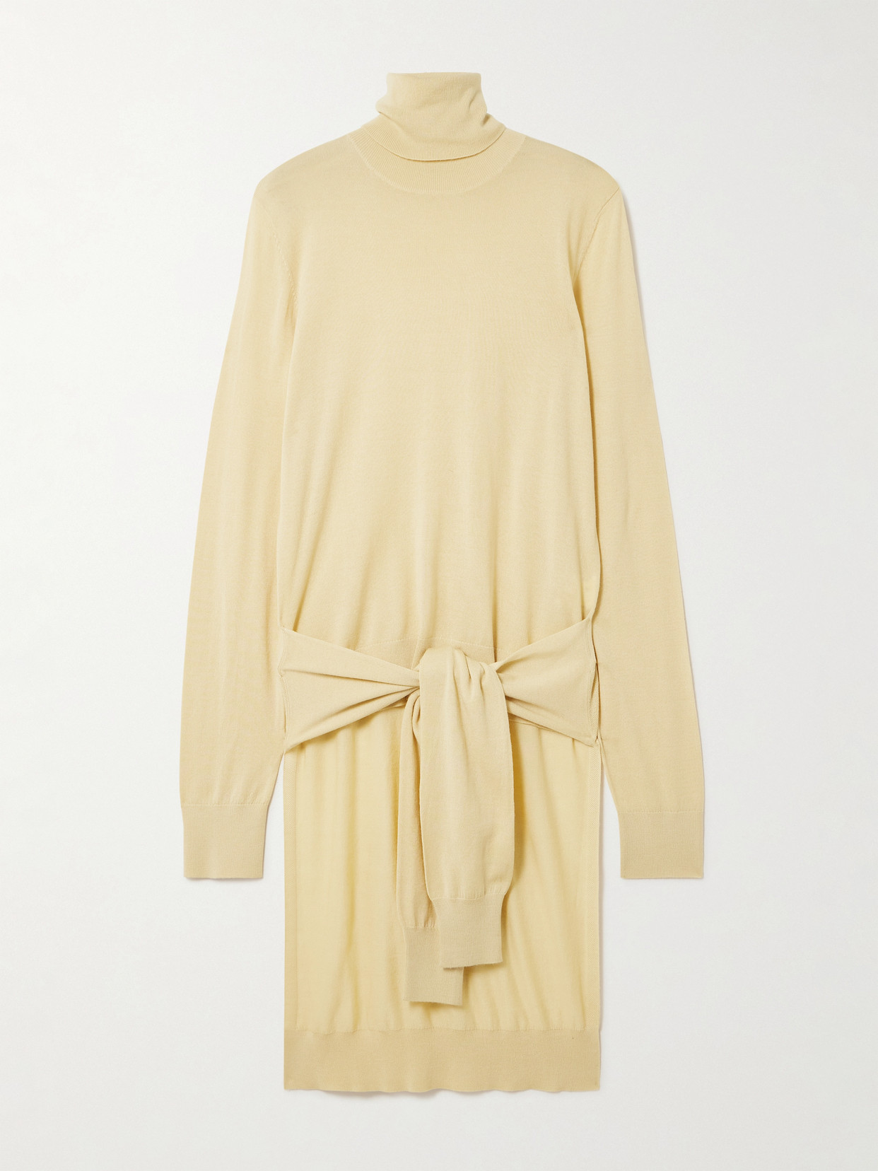 Totême Tie-front Wool And Silk-blend Turtleneck Sweater In Animal Print