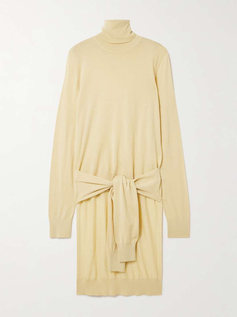 TOTEME Tie-front Wool And Silk-blend Turtleneck Sweater