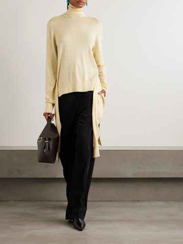 TOTEME Tie-front wool and silk-blend turtleneck sweater