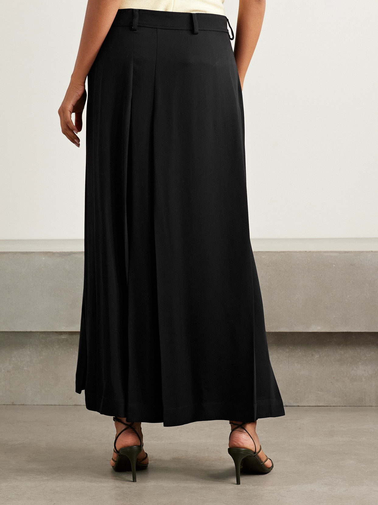Totême Pleated Crepe Maxi Wrap-effect Skirt In Black