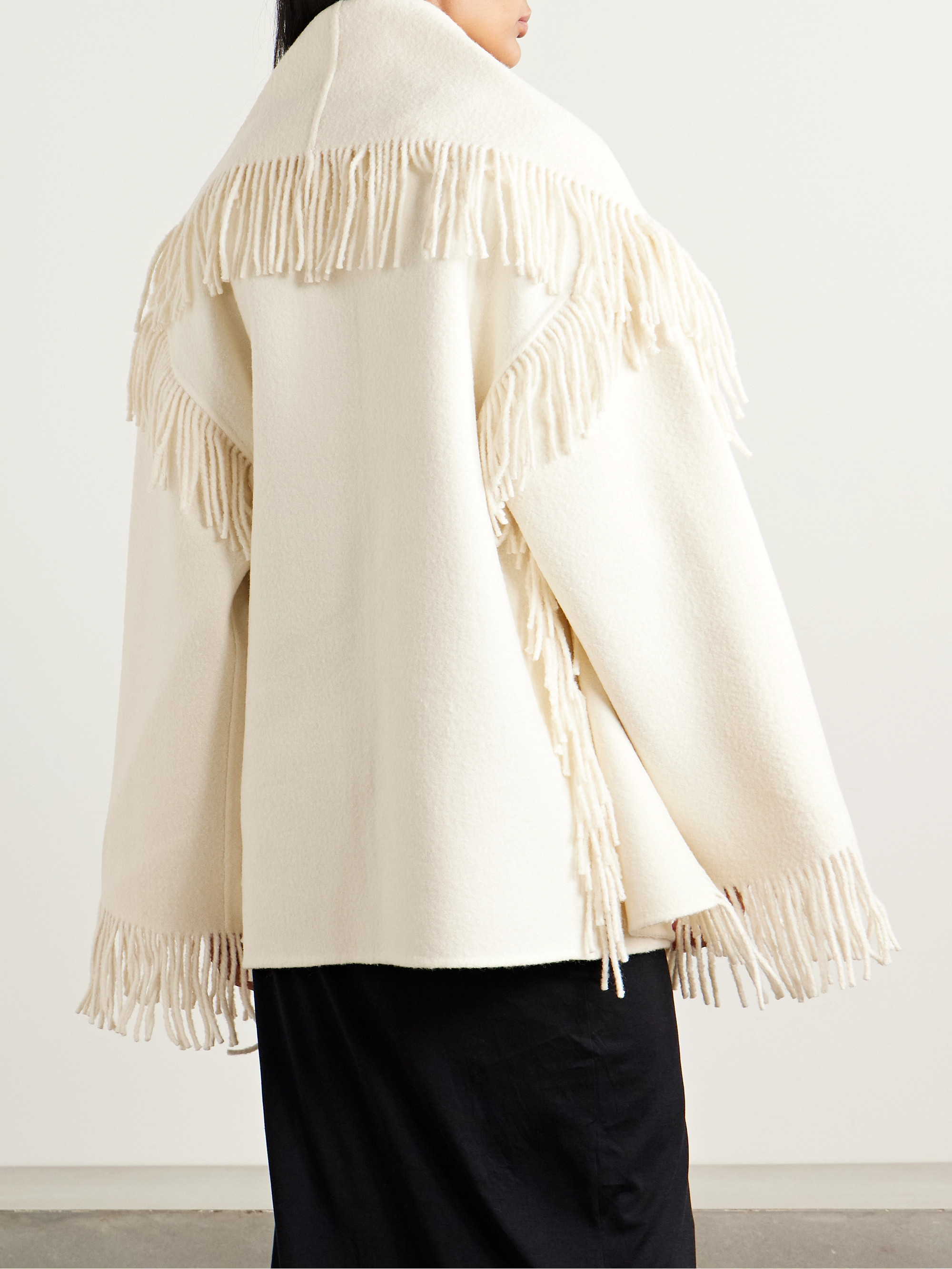 TOTEME Draped fringed wool-blend jacket thumbnail